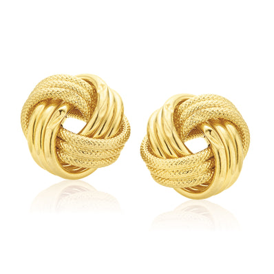 9ct Yellow Gold Rope Knot  Stud Earrings