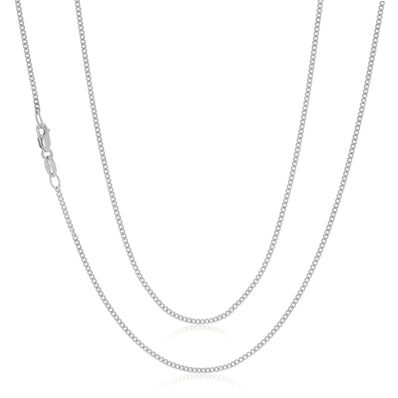 9ct White Gold 55cm Curb Chain