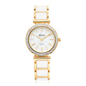 Eclipse Gold Tone White Dial Crystal Bezel Watch
