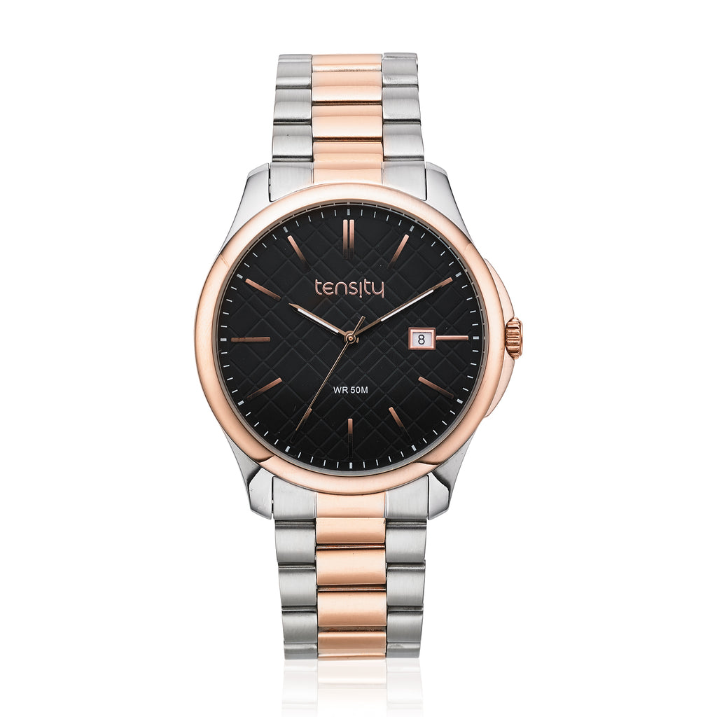 Tensity Two-Tone Black Dial 50WR Date Watch