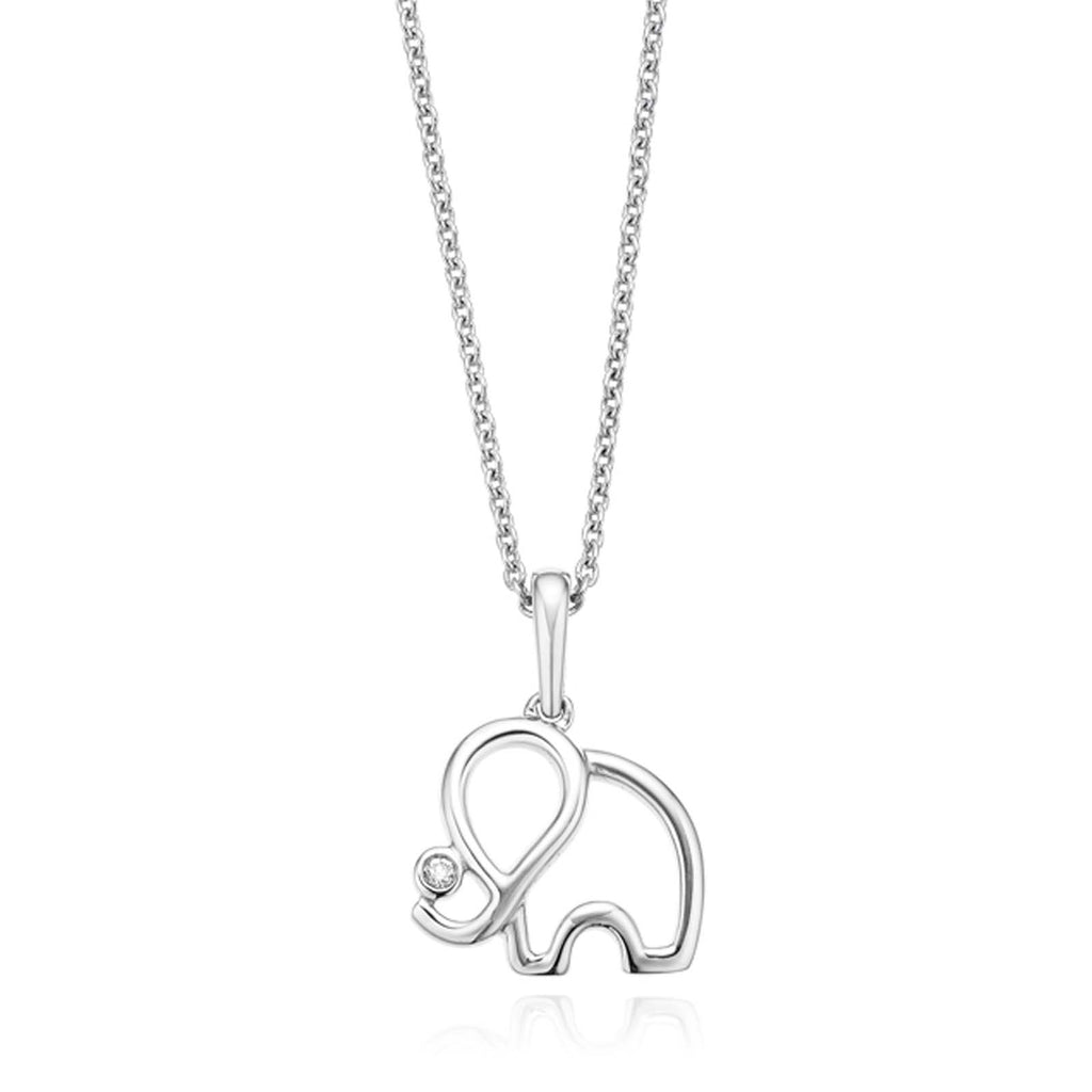 Sterling Silver Diamond Set Elephant Necklace Pendant