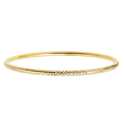 9ct Yellow Gold & Silver-filled 63cm Gold Diamond Cut Golf Bangle