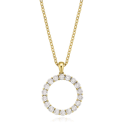 9ct Two Tone Gold Round Brilliant Cut with 1/4 CARAT tw of Diamond Pendant