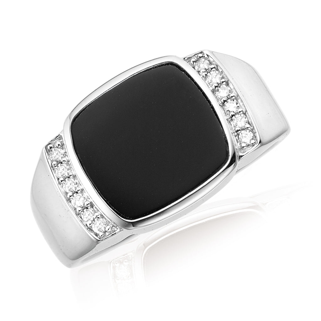 Enamel And Sterling Silver Black Onyx Ring