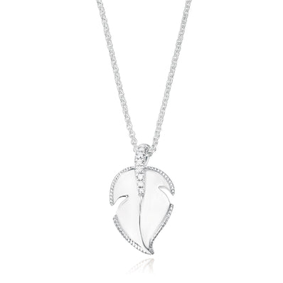 Sterling Silver Diamond Set Leaf Pendant