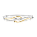 Sterling Silver & 9ct Yellow Gold Round Brilliant Cut with 0.14 CARAT tw of Diamonds Bangle