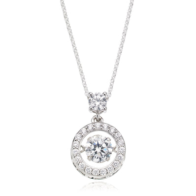 Sterling Silver Cubic Zirconia Dancing Diamond Pendant