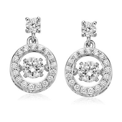 Sterling Silver Cubic Zirconia Dancing Diamond Drop Earrings