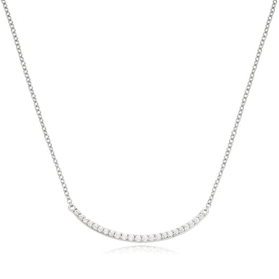 Sterling Silver 40-45cm Adjustable Cubic Zirconia Bar Necklace