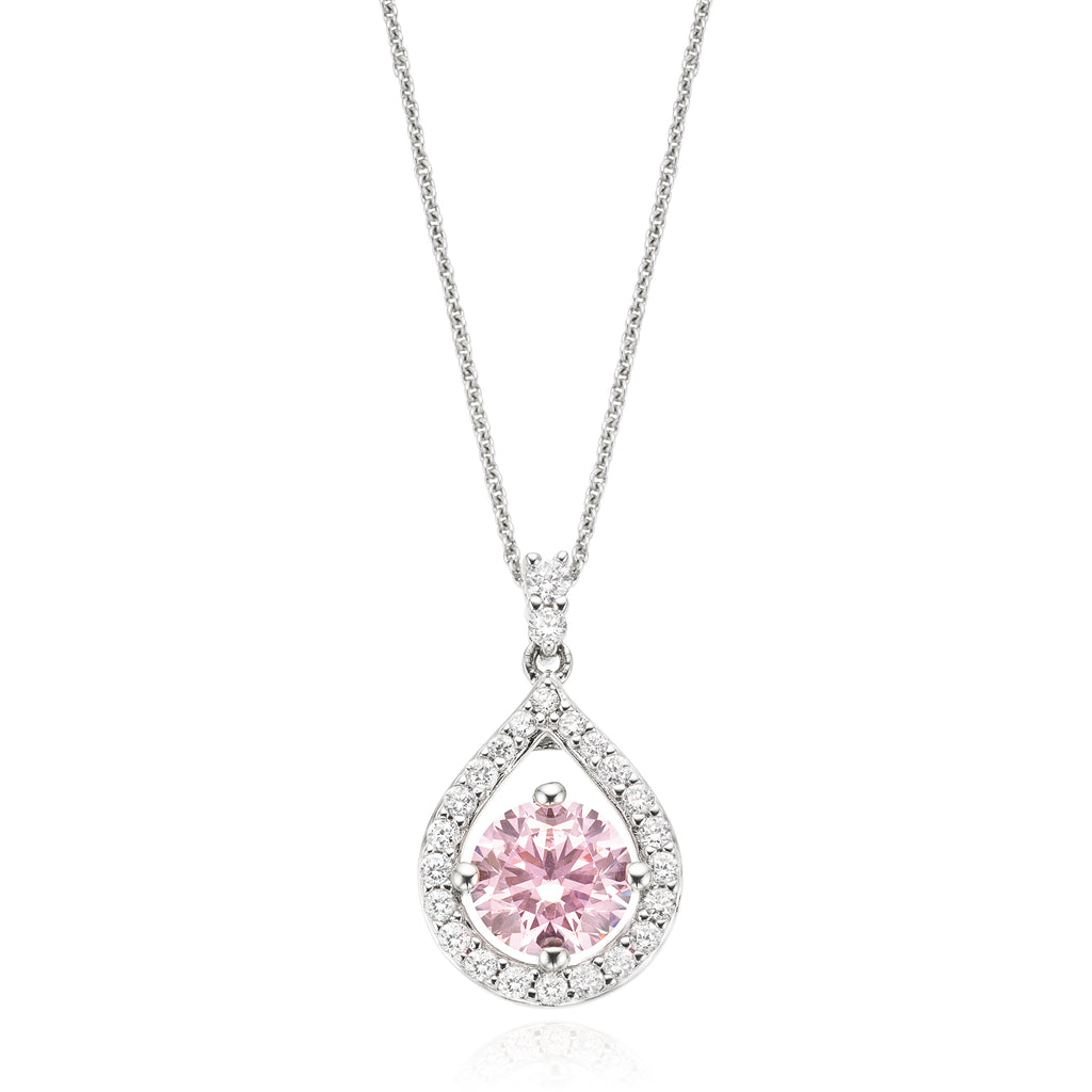KISS Sterling Silver Round Cubic Zirconia Made with Swarovski elements Pendant