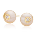 14ct Yellow Gold Freshwater Pearl & Diamond Set  Stud Earrings