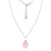 Lily and Lotty Sterling Silver Round Brilliant Cut Diamond Set Pink Enamel Locket Pendant