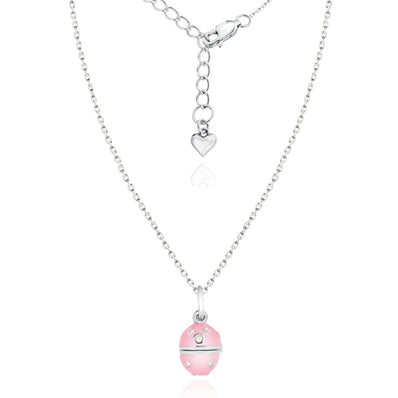Lily and Lotty Sterling Silver Round Brilliant Cut Diamond Set Pink Enamel Locket Pendant