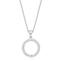 Eclipse Sterling Silver Circle Necklace Made with Austrian Crystals Pendant