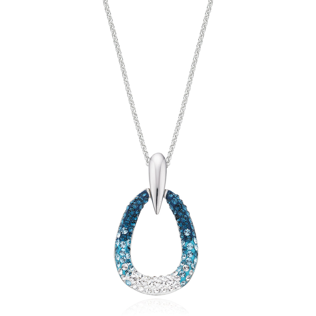 Eclipse Sterling Silver Necklace Made with Austrian Crystals Pendant
