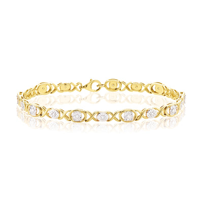 9ct Yellow Gold & Diamond Set Bracelet