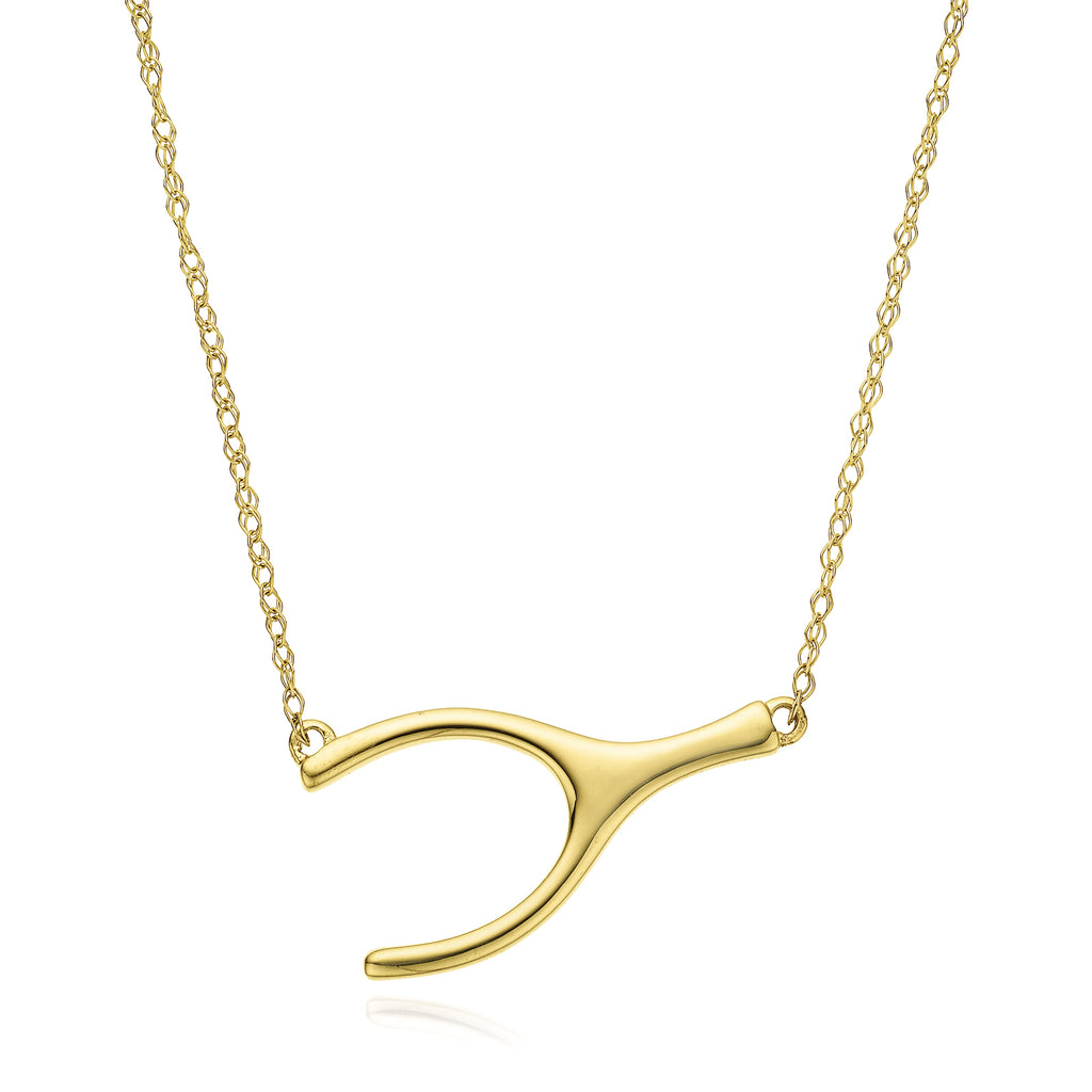 9ct Yellow Gold 40-45cm Wishbone Necklace