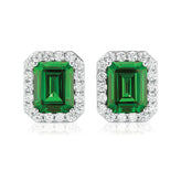 KISS Sterling Silver Emerald & Round Cubic Zirconia Made with Swarovski elements  Stud Earrings