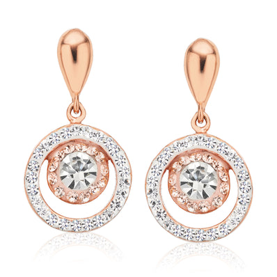 Eclipse Sterling Silver CircleMade with Austrian Crystal Drop Earrings