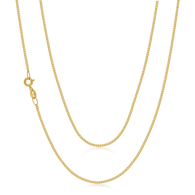 9ct Yellow Gold 55cm Diamond Cut Curb Chain