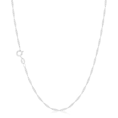 9ct White Gold 55cm Singapore Chain