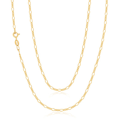 9ct Yellow Gold 55cm Diamond Cut 1:3 Figaro Chain