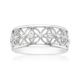 Sterling Silver Round Brilliant Cut with 0.10 CARAT tw of Diamonds Ring