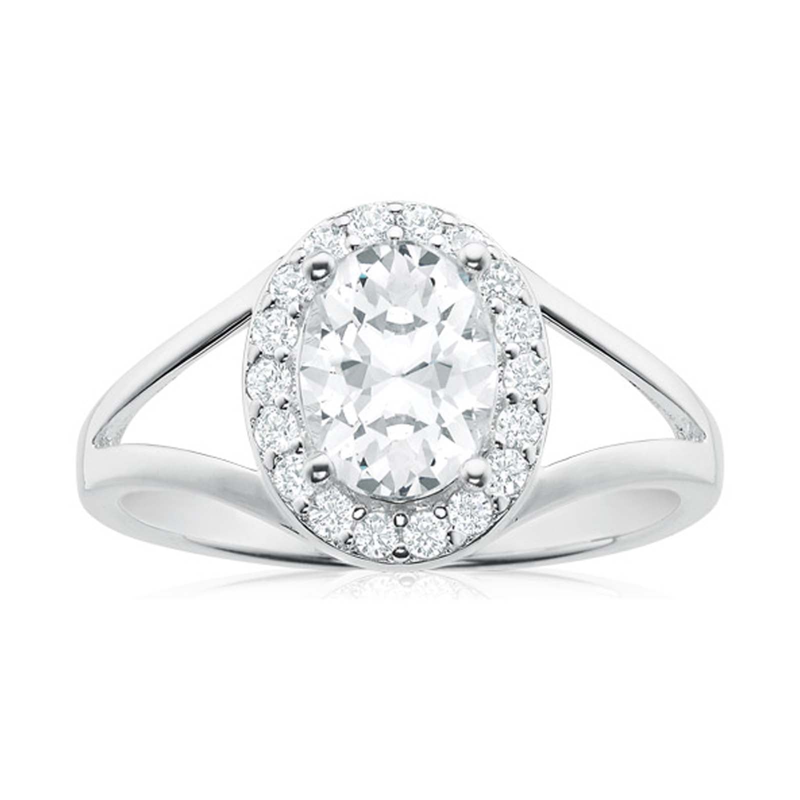 Sterling Silver Cubic Zirconia Halo Ring