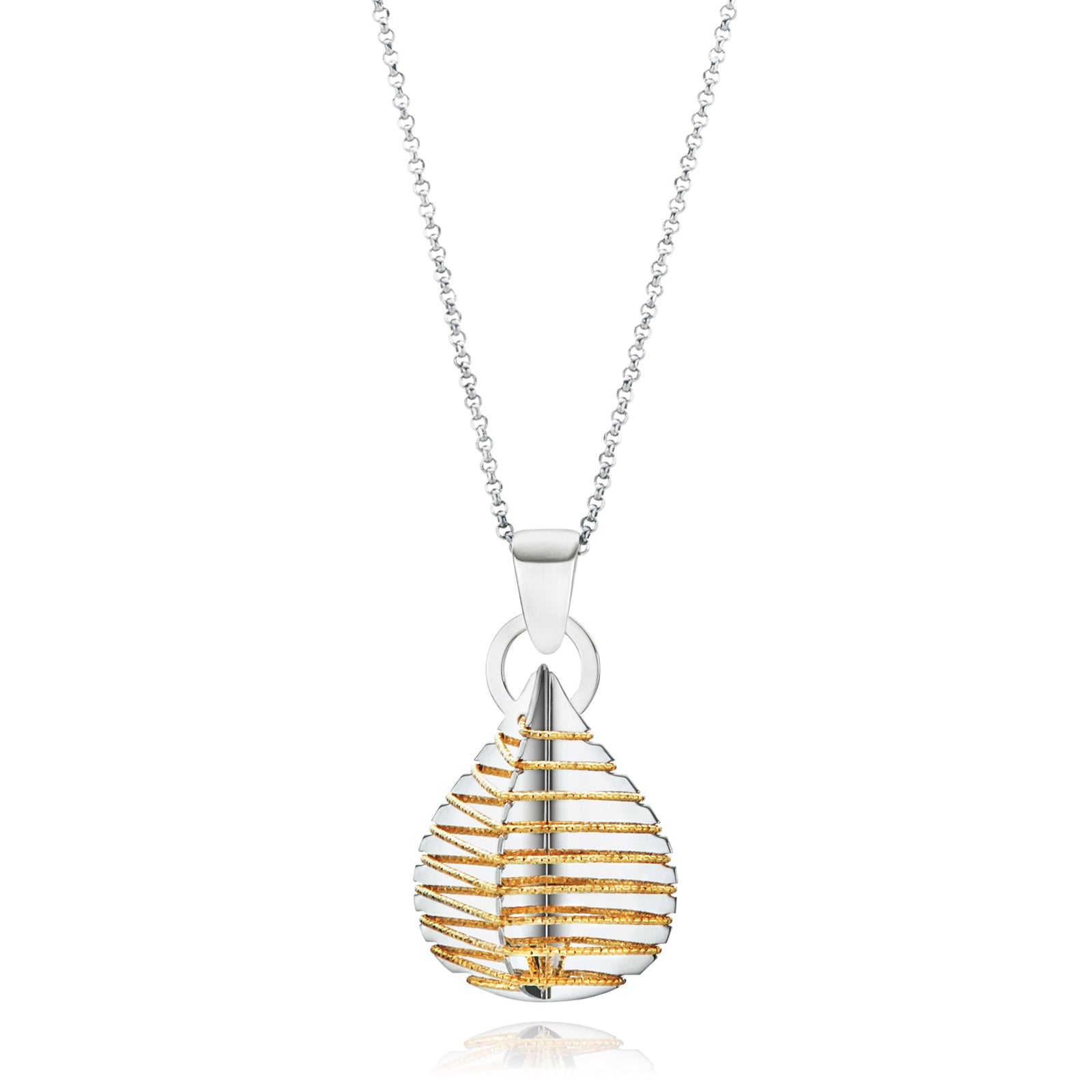 Sterling Silver & Gold Plated 3D Shaped Necklace