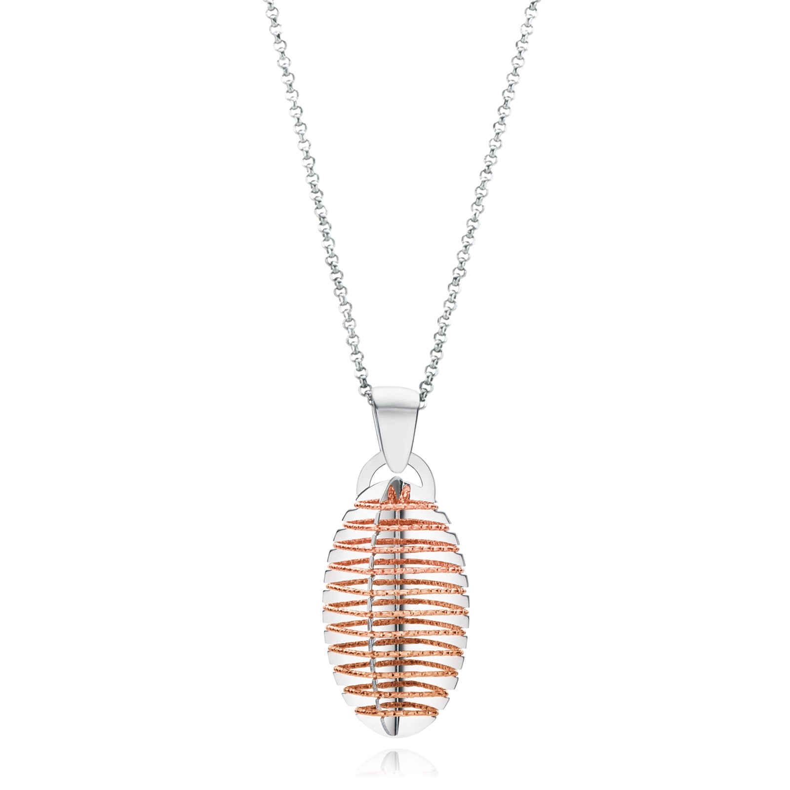 Sterling Silver & Rose Gold Plated 3D Shaped Necklace