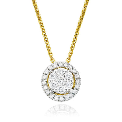 London 9ct Yellow Gold Round Brilliant Cut with 0.20 CARAT tw of  Diamond Pendant