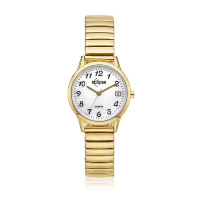 Eclipse Mother of Pearl Dial Gold Tone Expander Band  Watch