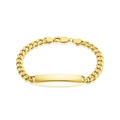 9ct Yellow Gold & Silver-filled 21cm Curb Bracelet with ID Bar