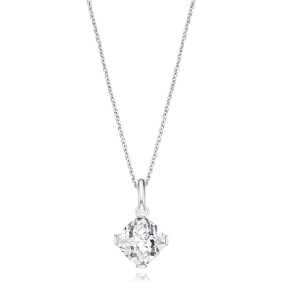 Sterling Silver Cushion Cut Cubic Zirconia Pendant