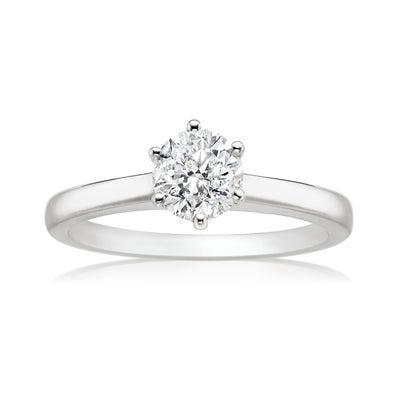 Solitaire 18ct White Gold Round Brilliant Cut with 1 CARAT of Diamonds Ring