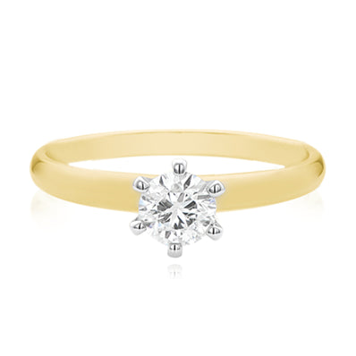 Solitaire 18ct Two Tone Gold Round Brilliant Cut with 1/2 CARAT of Diamonds Ring