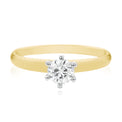 Solitaire 18ct Two Tone Gold Round Brilliant Cut with 1/2 CARAT of Diamonds Ring
