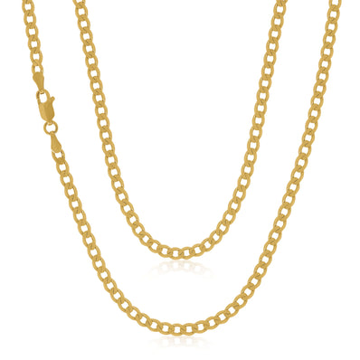 9ct Yellow Gold 55cm Diamond Cut Curb Chain