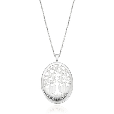 Sterling Silver 20mm Tree of Life Oval Locket