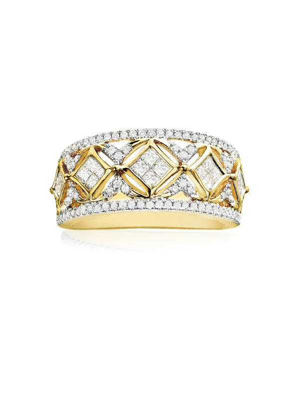 New York 14ct Yellow Gold Princess Cut with 3/4 CARAT tw of Diamonds Ring
