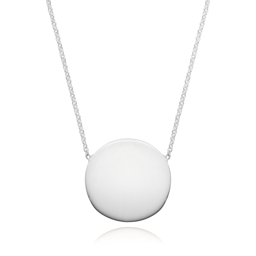 Sterling Silver 40cm Polished Circle Disc Necklace