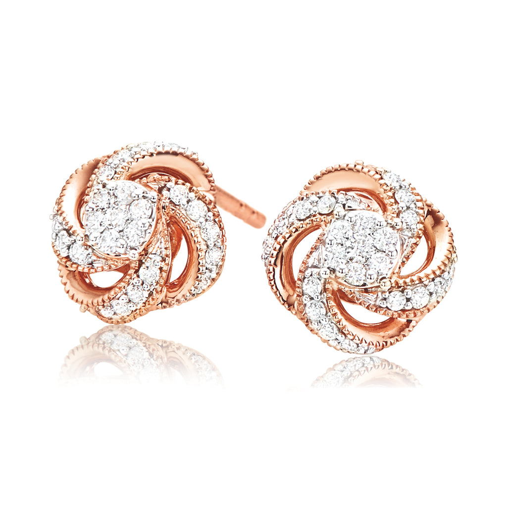 London 9ct Rose Gold Round Brilliant Cut with 1/4 CARAT tw of Diamonds Stud Earrings