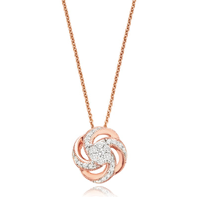 London 9ct Rose Gold Round Brilliant Cut with 1/4 CARAT tw of Diamond Pendant