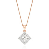 HUSH 9ct Rose Gold Princess & Round Brilliant Cut with 3/4 CARAT tw of Diamond Simulants Pendant