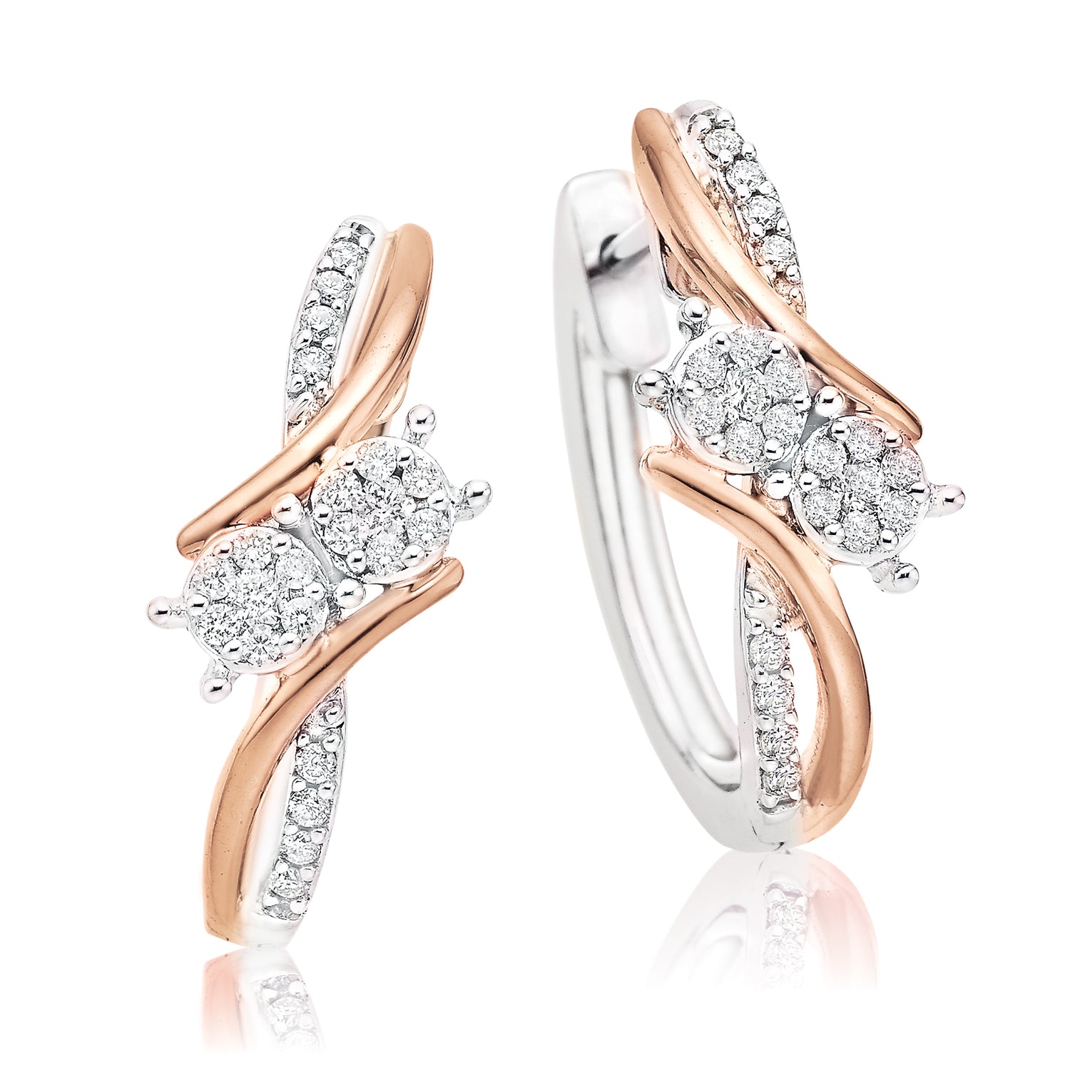 Two Tone Gold Huggie Earrings