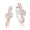 Tango 9ct Rose & White Gold Round Brilliant Cut with 1/4 CARAT tw of Diamonds Huggie Earrings