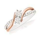 Tango 9ct Rose & White Gold Round Brilliant Cut with 1/4 CARAT tw of Diamonds Ring