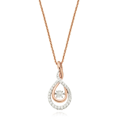 9ct Rose Gold Round Brilliant Cut Dancing Diamond with 1/4 CARAT tw of Diamond Pendant