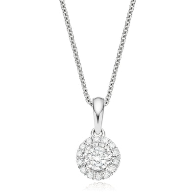 9ct White Gold Round Brilliant Cut with 0.20 CARAT tw of  Diamond Pendant