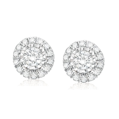 9ct White Gold Round Brilliant Cut with 1/4 CARAT tw of Diamonds Stud Earrings